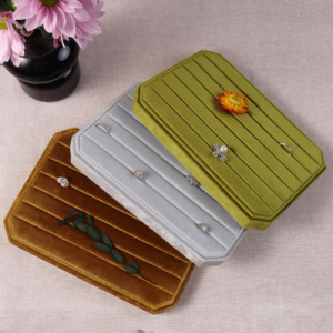 Sang Trọng Xách Tay Du Lịch Lưu Trữ Đồ Trang Sức Hộp Tùy Chỉnh Hình Bát Giác Đa-Màu Sắc Mềm Nhung Vòng Khay Cho Hiển Thị Nhẫn - Product Image 3