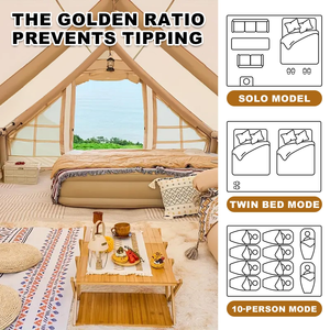 Inflatable Camping <strong>Tent</strong> 4/<strong>5Person</strong> Large Double Layer Oxford Stove Jack Quick Setup Two Doors Pump Waterproof Living Room - Product Image 5