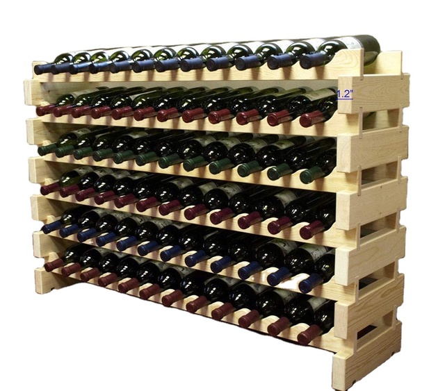 Modular Wine Rack Freestanding Storage Stand Display Shelves 12 X 6 Rows 72 Slots Stackable Wooden Display Rack