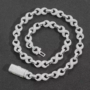 Bold <b>Statement</b> Infinite Cuban Chain <b>Necklace</b> 925 Sterling Silver Moissanite Endless Link Hip Hop Jewelry Luxury Fashion Wear - Product Image 6