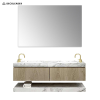 Yüksek kaliteli Modern basit banyo makyaj dolabı ile duvara monte çift lavabo