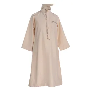 Traditional Qatar Style Boy Robe Mix Color Standing Collar Boy Muslim Thobe