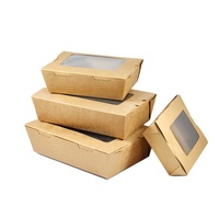 Boîte à lunch jetable en papier kraft pour salades et plats à emporter avec fenêtre en PET