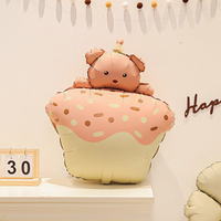 Ballon décoratif autoportant en forme d'ours pour gâteau d'anniversaire, idéal pour les fêtes de petites filles, décoration intérieure, couleurs bleu et rose, Globel