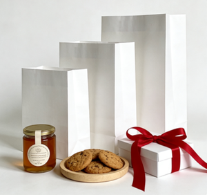 Sac en papier kraft biodégradable blanc 80-100 g/m² 6 lb avec poignée Flexiloop, sans odeur chimique, étiquette 3 kg pour bougies, artisanat, cadres photo - Product Image 2