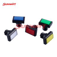 Bouton rectangulaire à bord droit 50*33mm 12V en plastique, personnalisable, grand format, à réinitialisation automatique avec lumière, pour accessoire de machine de jeu