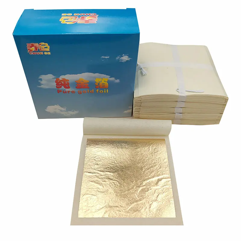 gold leaf foil 4.33X4.33CM 8X8CM 9.33X9.33CM painting Decoration and cosmetic 24K pure gold foil 98 pure gold foil