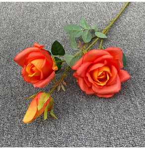 Three-headed Parisian Rose Realistic High Simulation Wedding Christmas Hotel Home <strong>Background</strong> Flower Wall Embellishment - Product Image 4