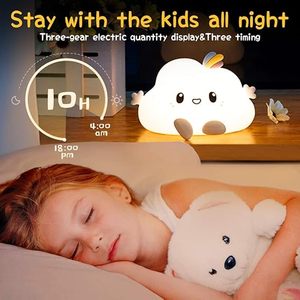 Silicone bambini camera da letto nuvole lampada ricaricabile luce notturna a LED con rubinetto di tipo bianco camera da letto per bambini - Product Image 2