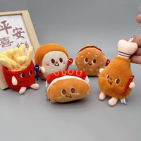 Restauration rapide Hamburger en peluche frites Toast Hot Dog mignon Mini porte-clés promotionnel en peluche douce personnalisé
