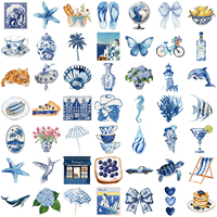 50 autocollants en vinyle à thème bleu de dessin animé, étanches en PVC, pour décorer ordinateurs portables, guitares, bagages, tasses, pour adolescents et adultes