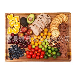 Bandeja rectangular de madera de acacia para alimentos, tabla de cortar de calidad alimentaria para fiestas, plato para carne. - Product Image 1