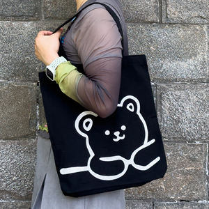 Bolso de lona para estudiantes con oso bonito de nuevo estilo, Bolso pequeño con cremallera para mujer, bolso de hombro, organizador de libros escolares, niñas, estudiantes universitarios - Product Image 2