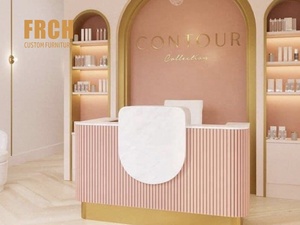 Mostrador Pequeño de Madera <span class=keywords><strong>para</strong></span> Recepción, Estación de Recepción Moderna <span class=keywords><strong>para</strong></span> Salón de Belleza - Product Image 3