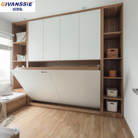 Lit Murphy modulaire multifonctionnel moderne avec rangement pour petits appartements - Conception pliable pour gagner de la place