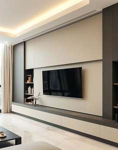 Meuble TV en bois de style minimaliste moderne avec supports TV Centre de divertissement mural Supports TV Meubles de salon - Product Image 4