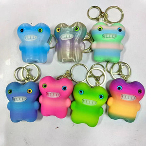 Cute Grinning Monster Keychain Plush Toy 0-10cm Plastic Unisex Gift For Kids <b>Students</b> <b>Backpack</b> Accessory - Product Image 2