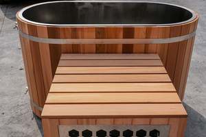 Bak Mandi Air Dingin Premium Cedar Ice Bathtub dengan Pengiriman Lokal, Villa Oval Alcove All in One, Smart WiFi, Filter Terapi untuk Atlet - Product Image 5