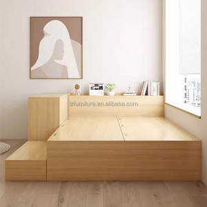 Budget-Friendly Studio Apartment Bed <b>with</b> Built-in <b>Desk</b> & Storage Drawers Compact All-in-One Wooden Bedroom Furniture Set - Product Image 3