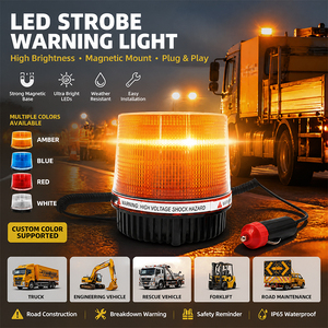 Feux stroboscopiques LED magnétiques puissants pour toit, haute luminosité, clignotants, alimentés par allume-cigare, balise d'avertissement pour travaux routiers - Product Image 4