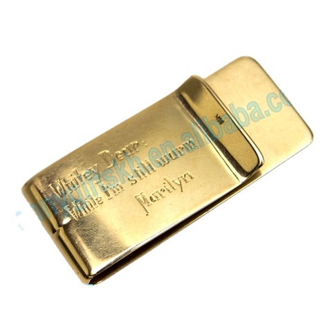 Top Quality Gold Plating Brass Money Clip with Engraved logo