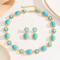 Nouvelle Collection 2026 : Parure de Bijoux Bohème Occidentale Plaqué Or Véritable avec Fleur, Turquoise et Perles pour Mariage Indien – Pour Femme