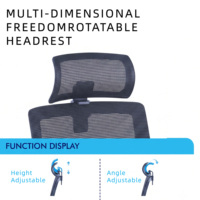 Chaise de bureau ergonomique à dossier haut en maille avec accoudoirs 3D, appui-tête réglable 2D, support lombaire et siège coulissant – Chaise de direction