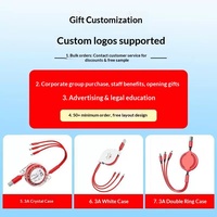 Câble de charge rapide rétractable Crystal 3-en-1 avec interfaces PD/Micro USB/Type-C - Cadeau promotionnel pour salons professionnels