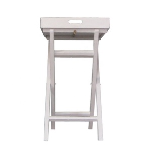 Luckywind Farmhouse Rustic Wood <strong>Butler</strong> Tray Wood Tv Fold Tray <strong>Table</strong> White for Living Room - Product Image 2