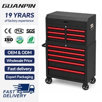 Coffre à outils métallique robuste Premium Guanpin, chariot mobile combiné avec poignée latérale et roues verrouillables, capacité 250 kg