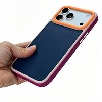 Coque de téléphone A9 Series à trois couleurs contrastées pour iPhone 17 18 Pro Max, étui vierge personnalisable avec patch en cuir et tissu imprimé