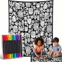 Couverture en polaire personnalisable à colorier soi-même, lavable, pour dessiner et gribouiller, réutilisable, couverture d'activités de Noël