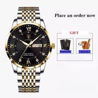 Jam Tangan Pria Poedagar 836 Berlian Quartz Stainless Steel Relojes Hombre Tahan Air Kalender Bercahaya untuk Pria