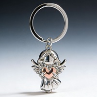 Bocho Nouveau Style Mignon Porte-clés Ange Gardien Porte-bonheur en Alliage de Zinc avec Cœur pour une Conduite Sûre