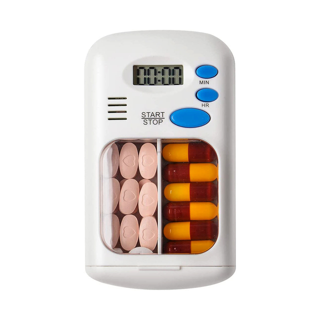 Electronic Medicine Storage and Dispenser, Portable Double-layer Smart Reminder Timer Pill Box