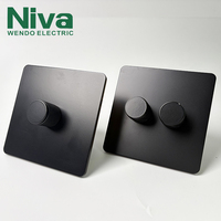 Niva rétro métal Double gradateur carré panneau en acier inoxydable interrupteurs muraux pour la maison hôtel pour UK Standard