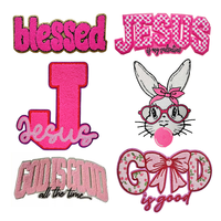 Patch Chenille Bentuk Tidak Beraturan God Is Good Ukuran Besar, Patch Chenille Religius Paskah Yesus Custom, Patch Chenille Tempel Setrika untuk Pakaian
