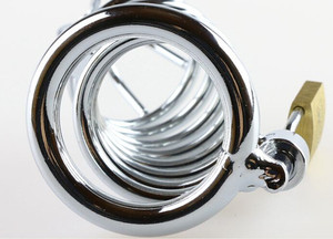 男性用メタルフェチスムース貞操帯 三連リング貞操ペニスケージ - Product Image 6