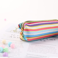 Mini trousse de maquillage en coton imprimé multi-motifs avec fermeture éclair dorée en forme de cœur, pochette cosmétique portable de voyage, cadeau pour filles et femmes