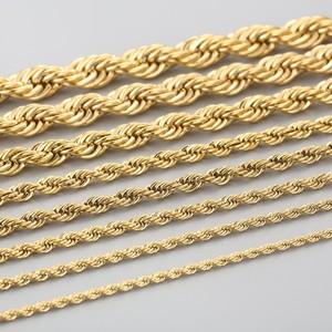 Jual promo Hypoallergenic baja tahan karat emas disepuh Fashion pria memutar tali tebal rantai emas untuk Keren laki-laki pria kalung - Product Image 4