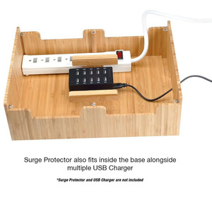 Bamboo Desktop Storage Box <b>For</b> Phones <b>Tablets</b> Electronics Multifunctional Organizer <b>Stand</b> - Product Image 4