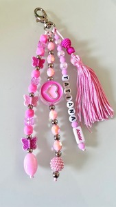 Palabras personalizadas Colores de primavera Cuentas Estilo de playa Llavero de cuentas con borla - Product Image 3