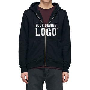 Sudadera con Capucha para Hombre, Personalizada de Fábrica, de Algodón Grueso con Forro Polar, Informal para Exteriores, Color Sólido, con Cremallera, Holgada - Product Image 1