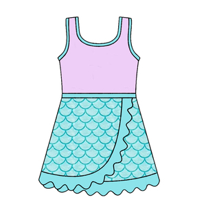 Robe orange unie pour petite fille, style boutique, GSD4127, vente en gros, robe sans manches pour bébé fille, robe athlétique pour enfant avec bordure festonnée. - Product Image 3