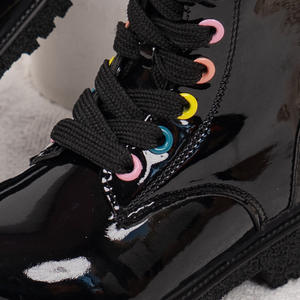 รองเท้าบูทต่อสู้แบบผูกเชือกสำหรับเด็กรองเท้าบูทหุ้มข้อมีซิปมีเชือกผูกสำหรับเด็กรองเท้าบูทฤดูหนาวมีซิปด้านข้างสำหรับเด็กผู้ชายเด็กผู้หญิง - Product Image 4