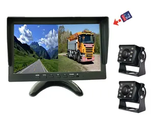 DC9V-36V Aide à l'inversion robuste 2 canaux 1080P Écran partagé DVR Moniteur de caméra de voiture pour camion