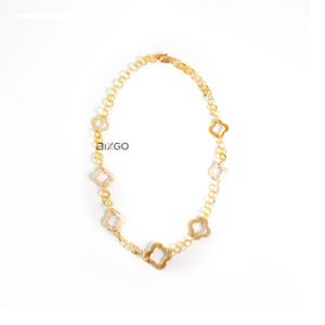 สร้อยคอโซ่ลายดอกไม้ทำจากเขาควายธรรมชาติรักษ์โลก เหมาะสำหรับงานปาร์ตี้ ผลิตภัณฑ์จากเขาควายธรรมชาติ - Product Image 1