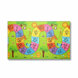 Tapis de jeu simple face 120x140x0,7 cm XPE pour bébé mousse non toxique imperméable enroulable avec numéro coloré produit coloré de route - Product Image 1