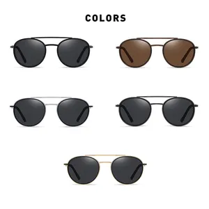 1 Pieces Custom Logo New Metal Aviators Frame Sunglasses Fashion Polarizing Anti-Uv Anti-Glare Men's Sunglasses