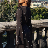 Robes longues à col en V et ceinture pour femmes, vente en gros, précommande, élégantes, manches longues, robe maxi pour femmes